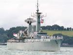 ID 1121 HMNZS CANTERBURY (F-421) the last of the Royal New Zealand navy's Leander-class frigates, flying her paying off pennant, arrives home in Auckland, NZ prior to her decommissioning ceremony.